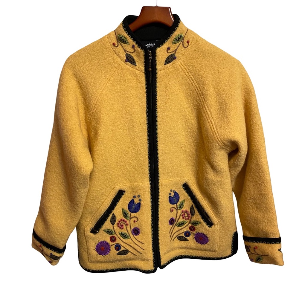 Icelandic Design Wool Cardigan Sweater Jacket Women’s Small Satin Lined Full Zip